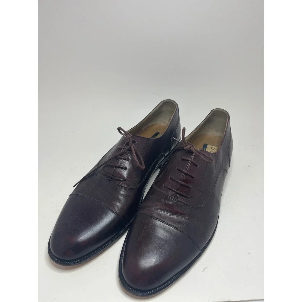 Domani Johnston Murphy Mens Oxfords 9.5 M Brown Leather Cap Toe Lace Dress Shoes
